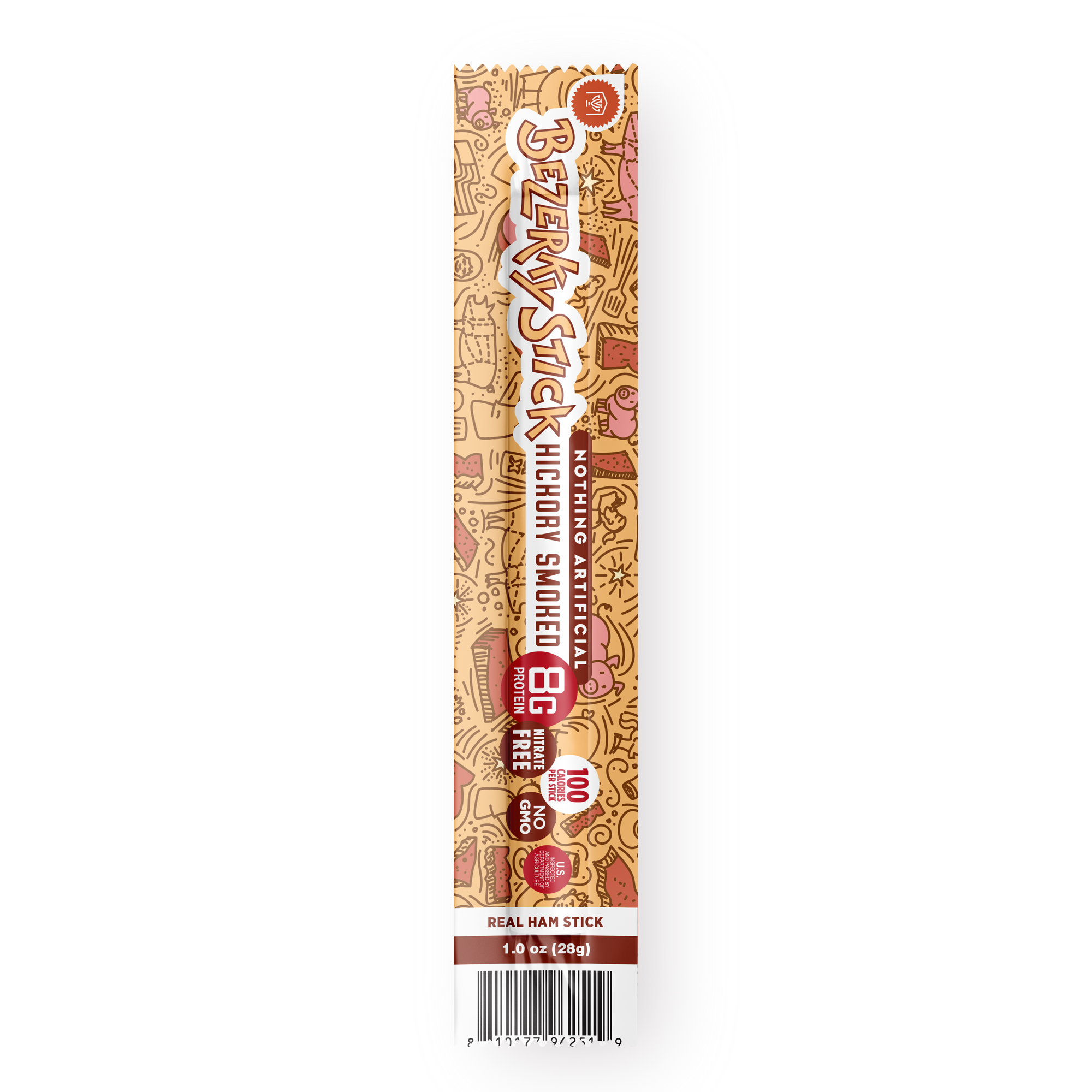 Bezerky Stick Hickory Smoked meat stick package