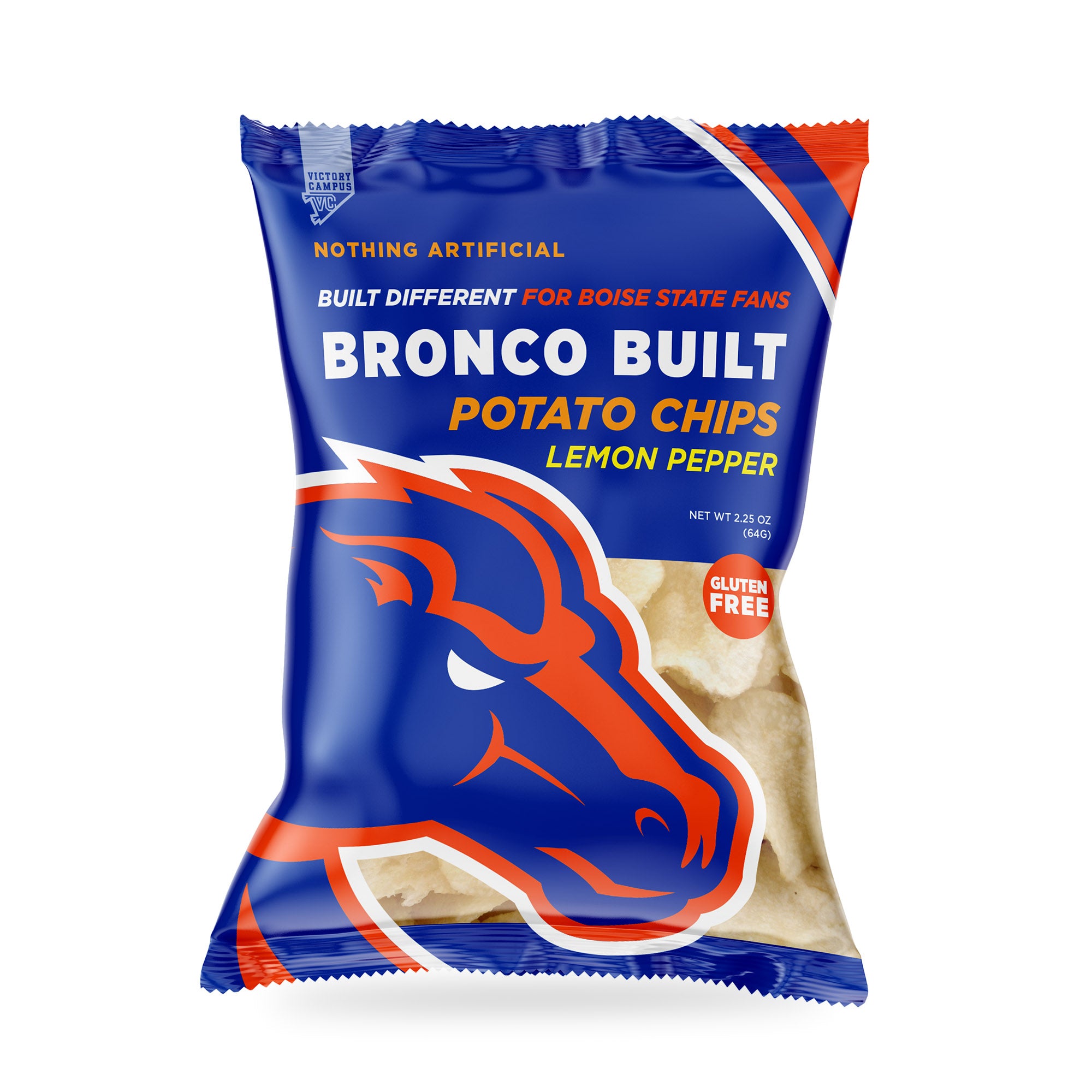 Bronco Built Lemon Pepper potato chips bag